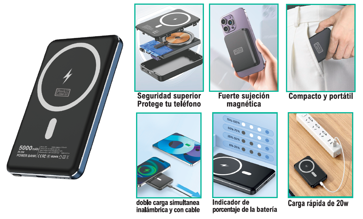 Powerbank inalámbrico 5k